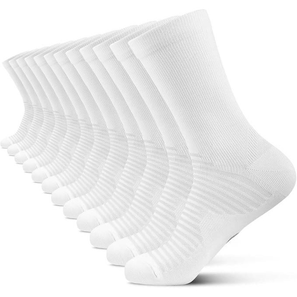 MSRP $21 PAPLUS 6 Pairs White L-XL Athletic Crew Compression‎ Socks for